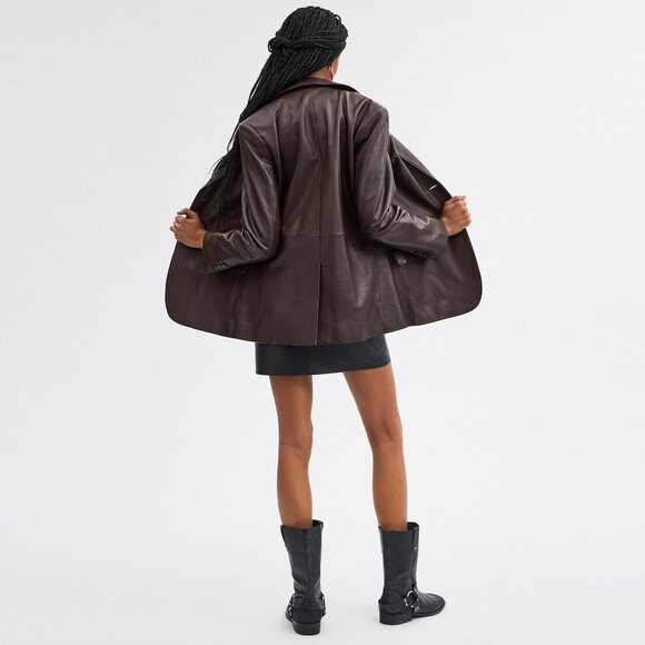 Coach Maple Leather Blazer Size Large - Picture 6 of 10